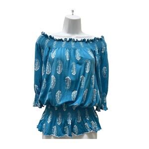 Lascana for Venus Blue Paisley Off the Shoulder Top